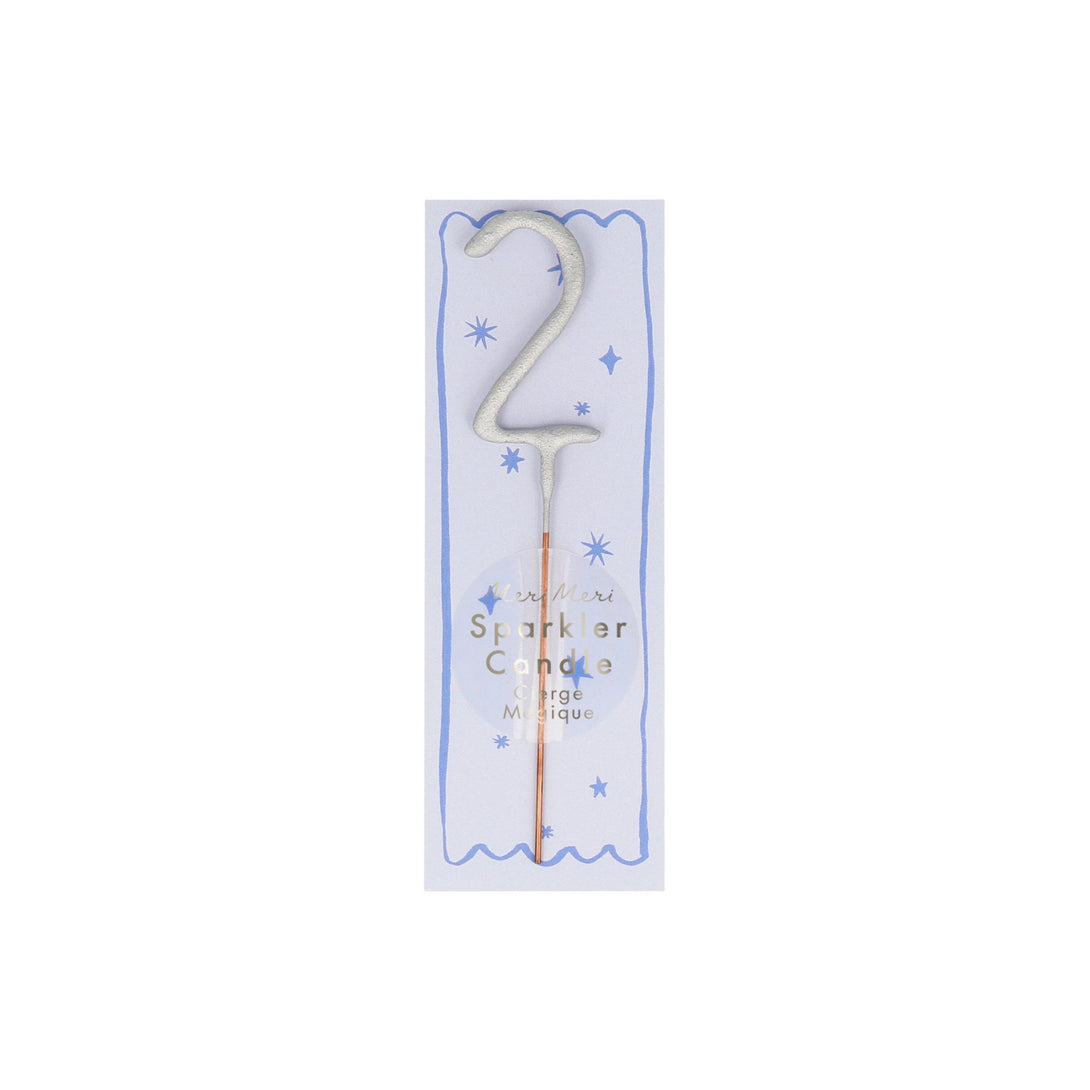Silver Sparkler Numbers 0 To 9 Mini Candle (Parent)