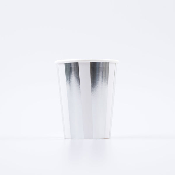 Silver Stripe Cups (x 8)