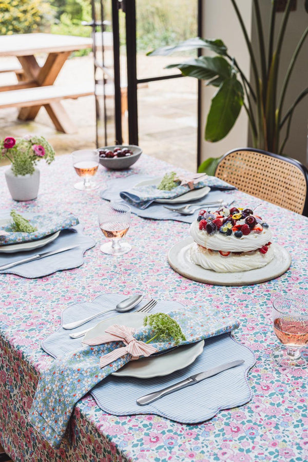 Betsy Candy Floss Tablecloth made with Liberty Fabric