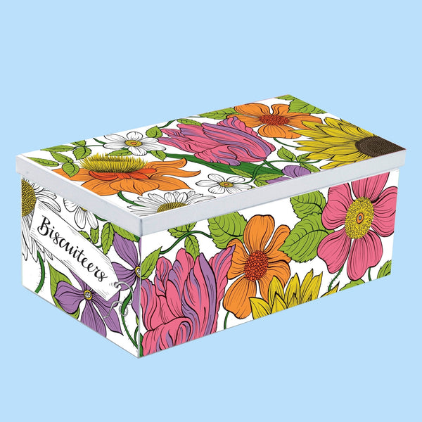 Folk Flowers Biscuit Tin