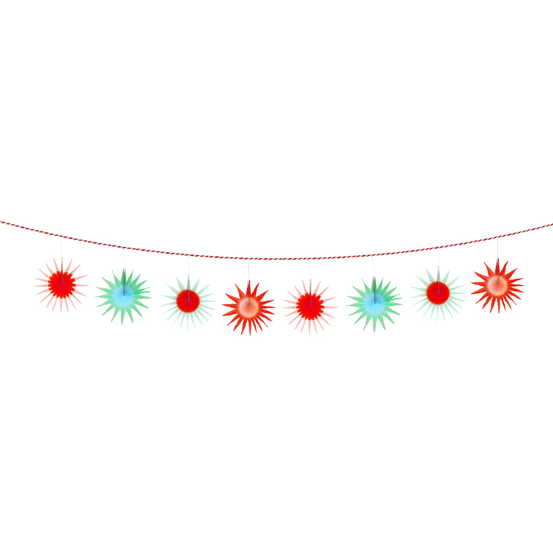 Our star garland, in bright colours, is the perfect modern Christmas garland.