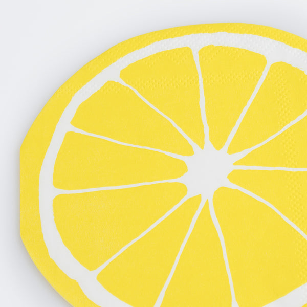 Our paper napkins, in the shape of a slice of lemon, are great as cocktail napkins or as kids napkins. Image3