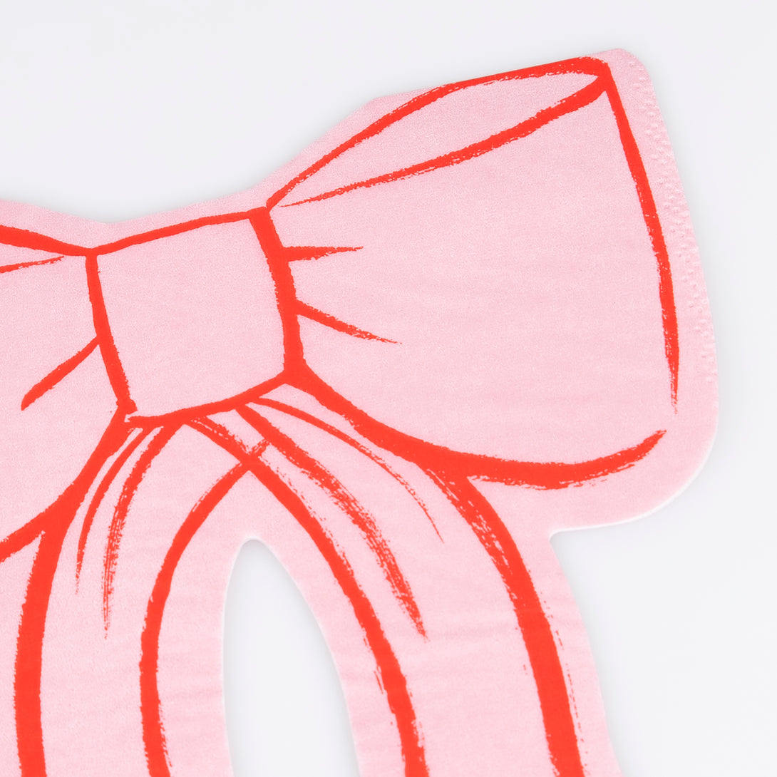 Our pink paper napkins feature a big bow design, so will look on-trend at a baby shower, bridal shower, princess party or fairy party.