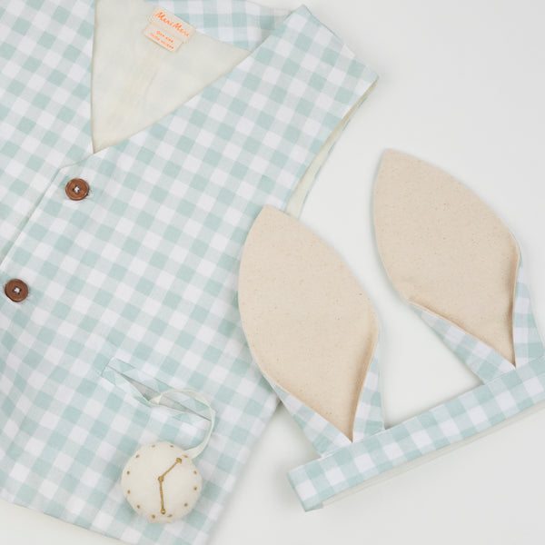 Our Easter outfit of bunny ears and a gingham waistcoat with pompom tail is gorgeous. Image3