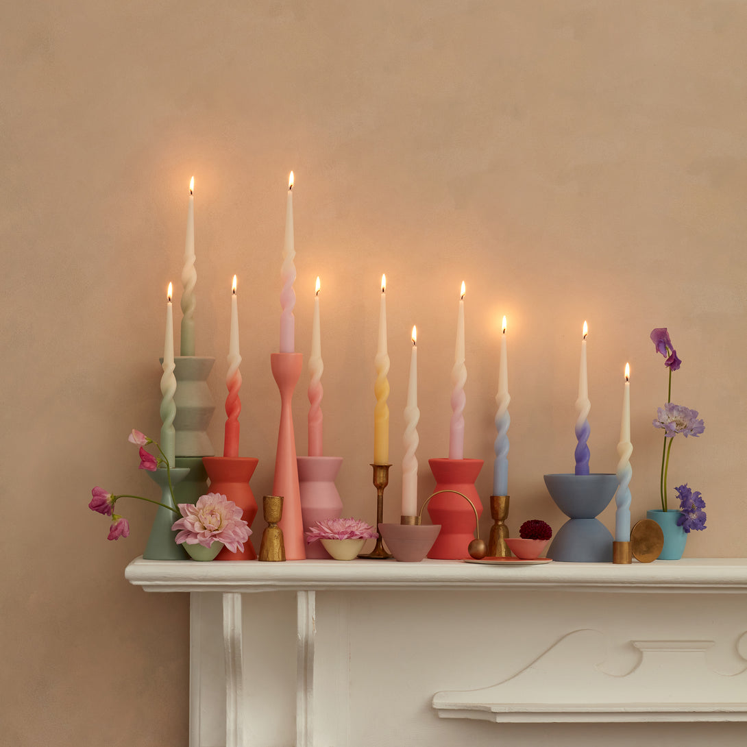 Our pastel candles, with a twisted shape, make great party decoration ideas.