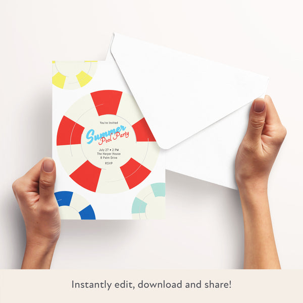 Pool Party Download & Print Invitation Image3