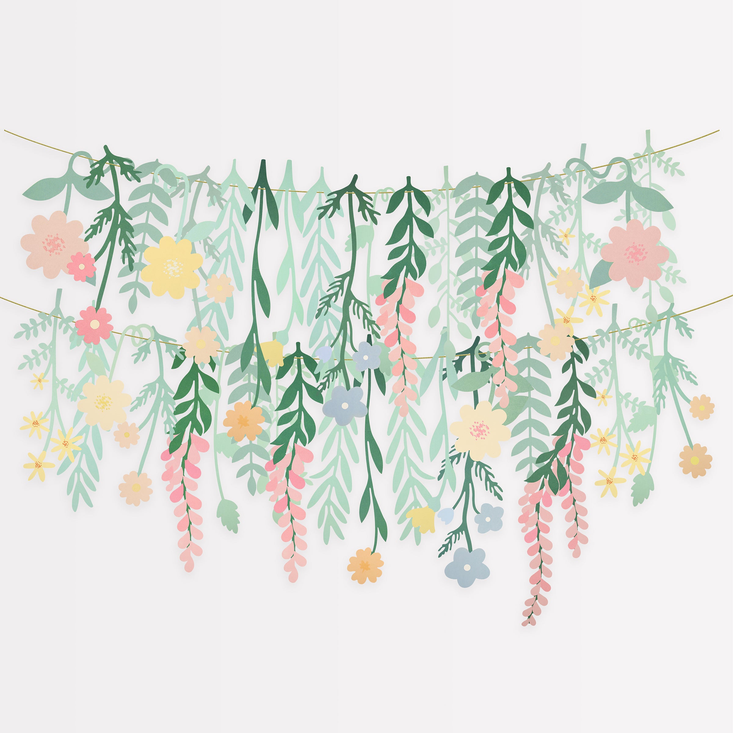 Our party garland, with flowers and foliage, is the perfect party packdrop.