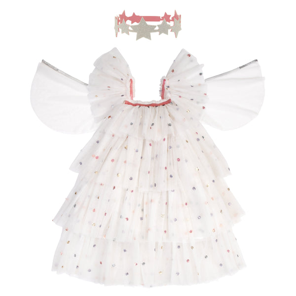 Our angel costume for kids includes a dress, wings and star headband. Image9