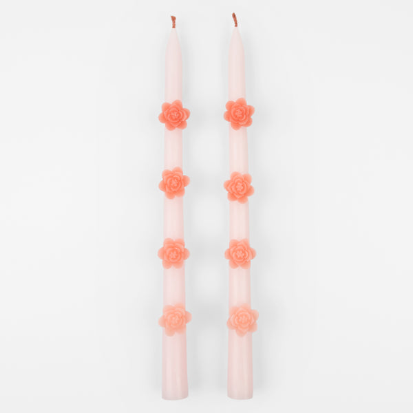 Make any pink party look amazing with our taper candles with pink flowers and pink wicks. Image4