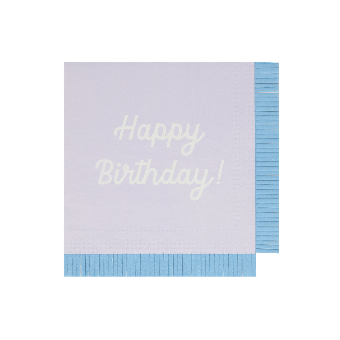 Our paper birthday napkins are made in bright colours with the words Happy Birthday on them.