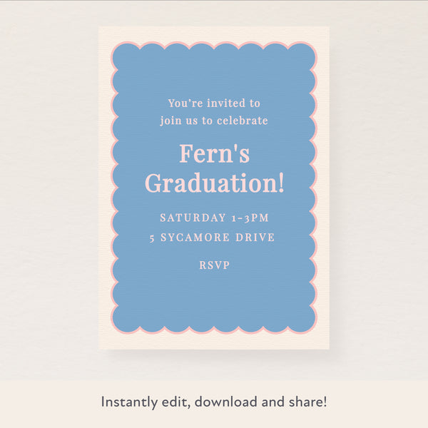 Blue Scallop Download & Print Invitation