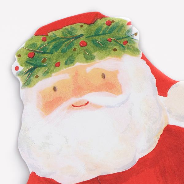 Our Santa napkins, made from 3-ply paper, have a beautiful painterly quality with foliage design details for a nostalgic folk-inspired feel. Image2