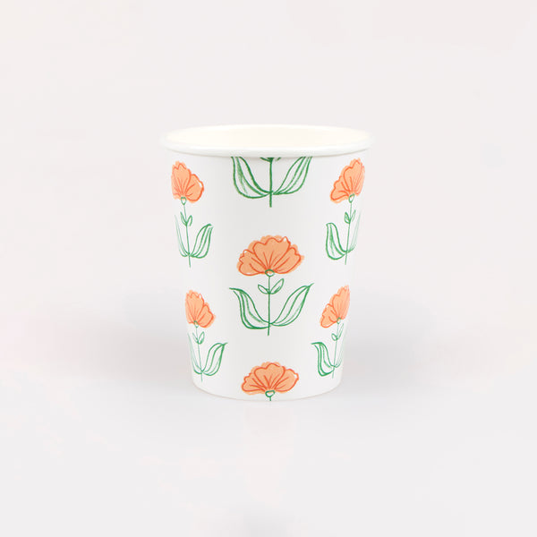 Our floral paper cups are inspired by Indian block prints, with summery colours, ideal for hot and cold drinks at chic celebrations. Image4