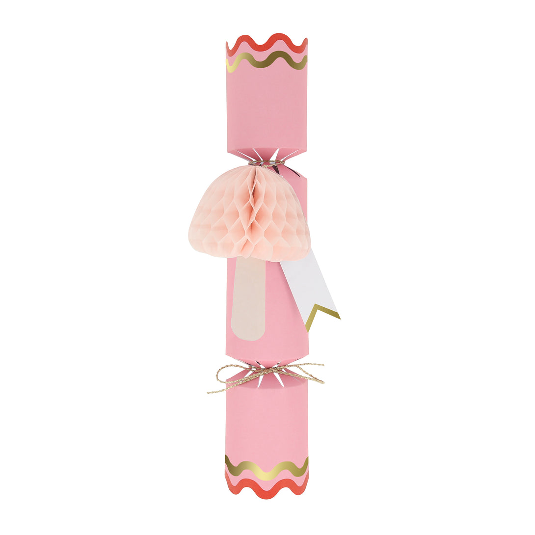 Our Christmas crackers have gift tags and fun honeycomb embellishments, and contain a joke, party hat and toy.