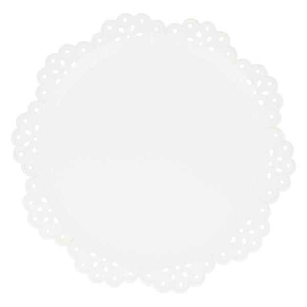 Our large party plates with pretty lace details are ideal as baby shower plates.