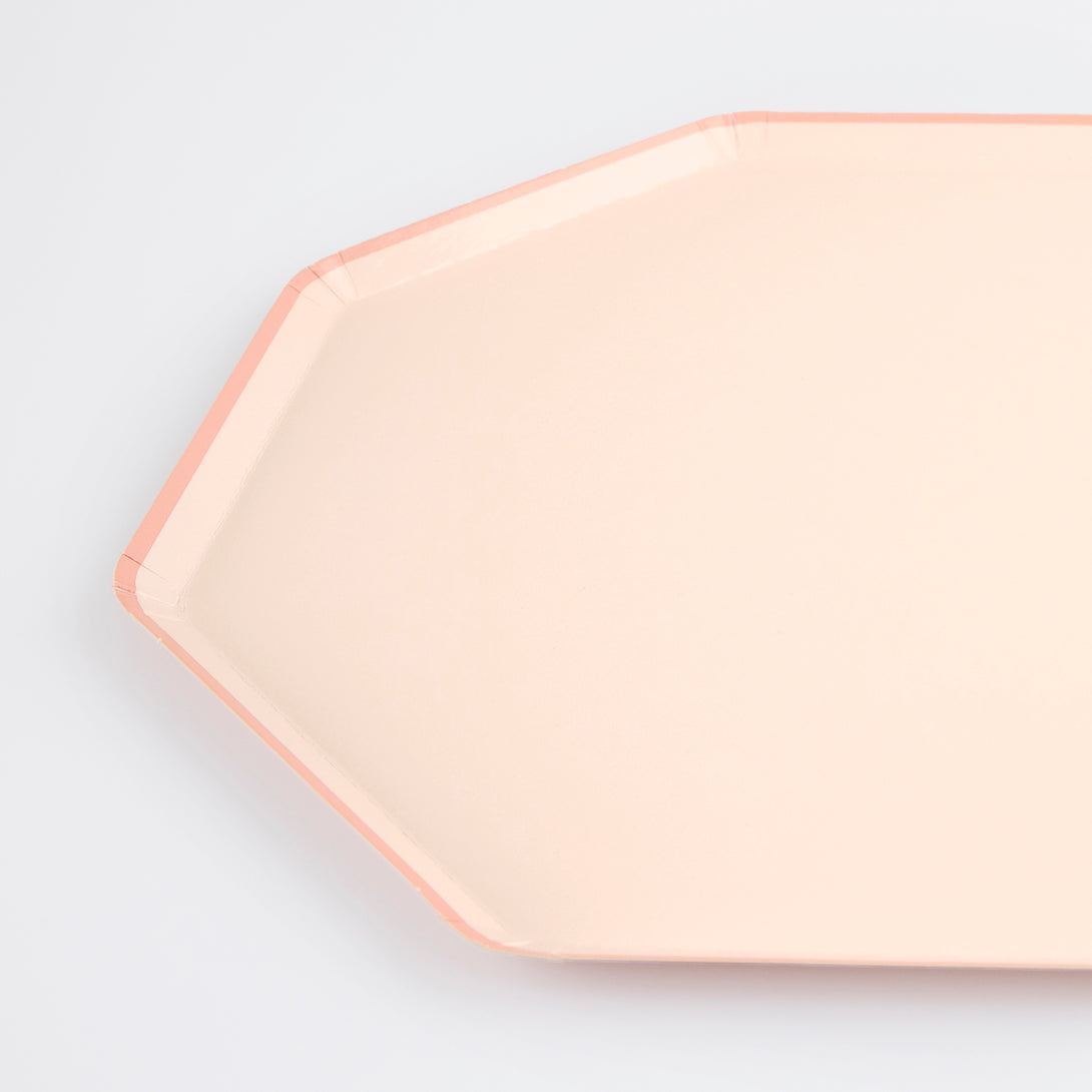 Our paper plates , in a soft shade of pink, are the perfect dinner plates for a loving meal.