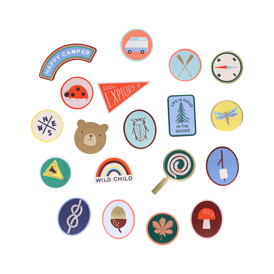 Add our camping adventure stickers to your party bags, ideal for nature lovers.