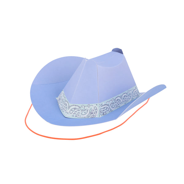 Our mini party hats are made in the shape of Western hats, crafted from paper in 8 fabulous colours. Image1
