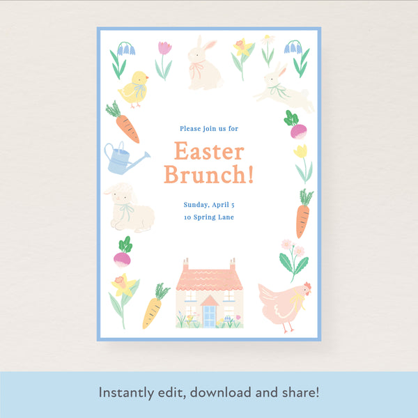 Easter Vegetable Garden Download & Print Invitation Image1