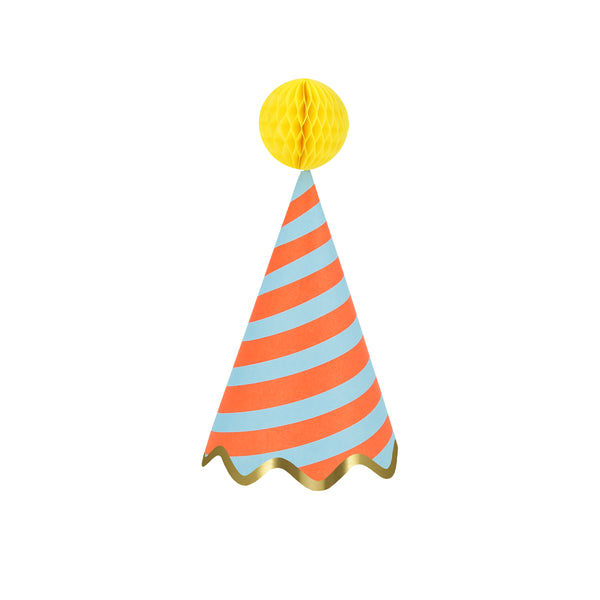 Our party accessories include hats with stripes and pompoms for a fun look. Image1