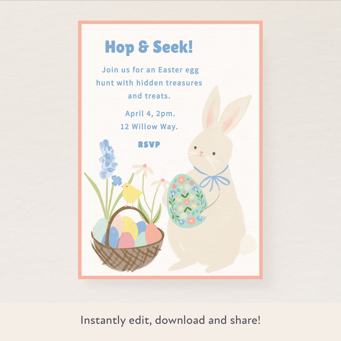 Our Easter party invitations are easy to personalise and download.