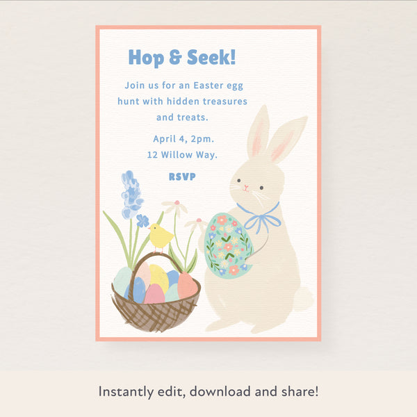 Our Easter party invitations are easy to personalise and download.