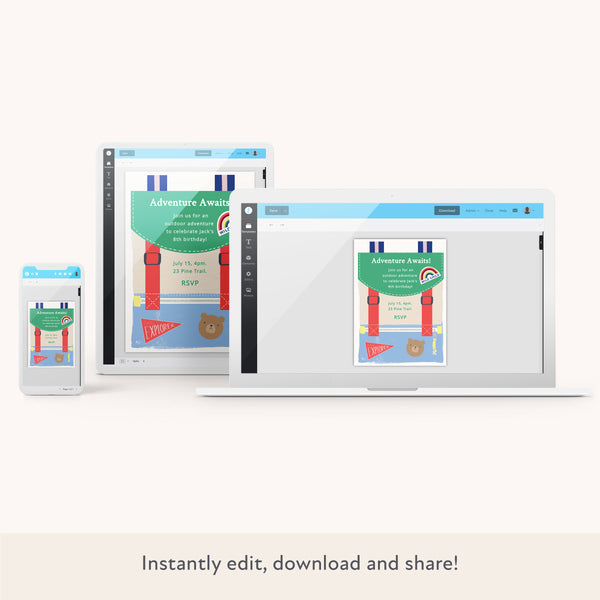 Outdoor Adventures Download & Print Invitation Image2