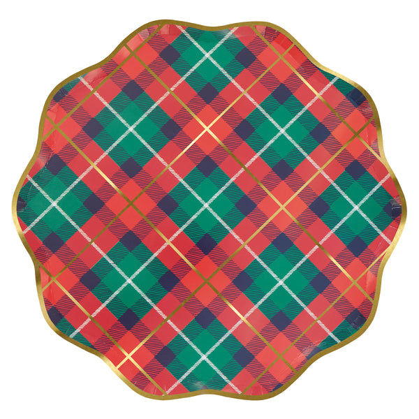 Our Christmas plates, made from paper in a dinner plate size, feature a mix of tartan designs in festive colours with pops of shiny gold foil. Image6