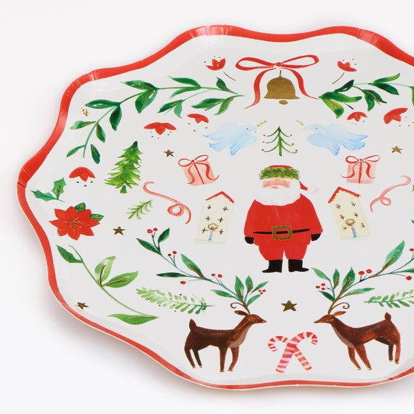 Our Christmas side plates feature Santa in a nostalgic folk setting, made from heavyweight paper they are practical and decorative. Image3