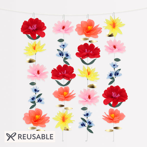 Use our bright flower wall, made with bright tissue paper flowers, to add colour and charm to any party or as a floral home decoration. Image1
