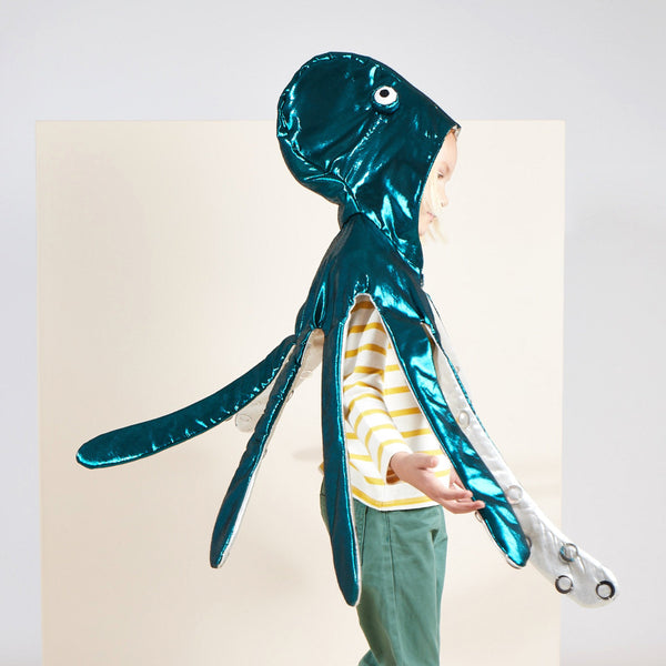 This sensational shiny under-the-sea costume is crafted from lame fabric, and has 3D eyes.