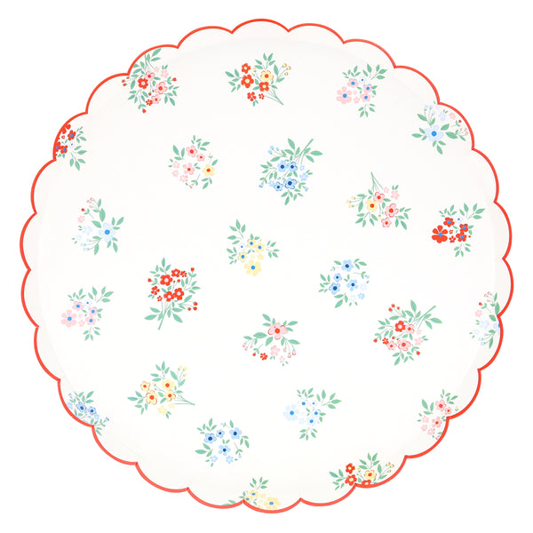 Our floral dinner plates, with scalloped red borders, give a classic yet contemporary look to a garden party, baby shower or bridal shower. Image5
