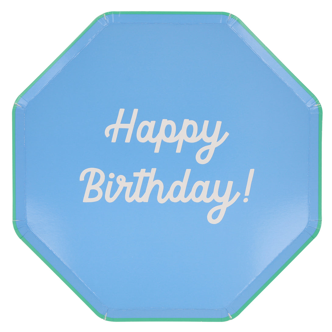 Make a birthday party look amazing with our birthday dinner plates, each set has 8 vibrant paper plates with co-ordinating borders.