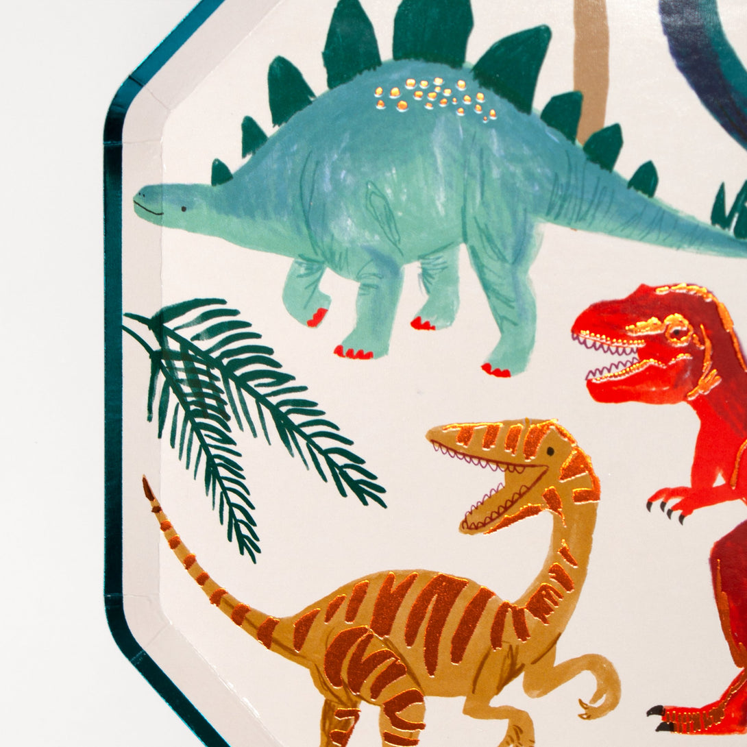 Get all the dinosaur party supplies you need for 8 guests in one box. 