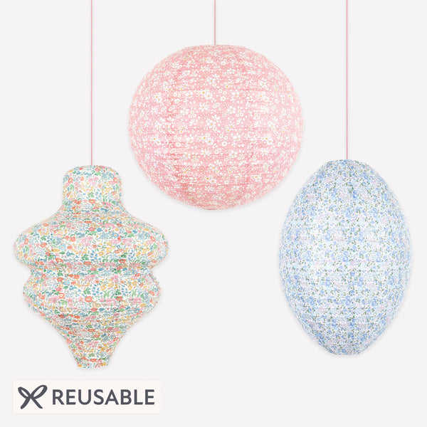 Our chic lanterns, made from paper in three designs with pretty pastel Liberty floral print designs, are perfect for elegant parties and the home. Image1