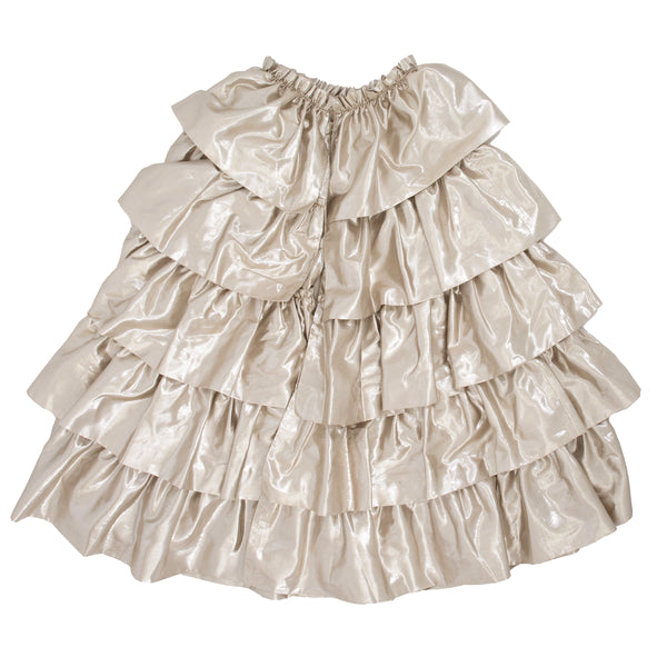 This gorgeous cape, crafted from gold lamé fabric, looks sensational. Image5