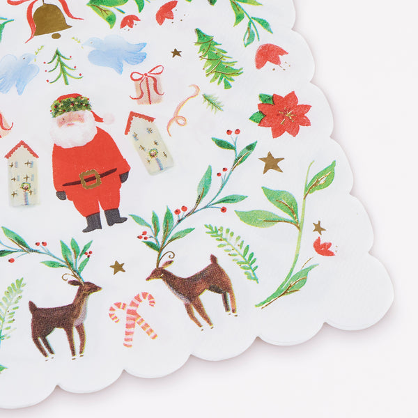 Our small Christmas napkins, made from 3-ply paper, feature Santa in a folk-inspired design for a warm celebratory feel to your festive meals. Image2
