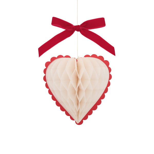 Our Valentine's hanging decorations, 3D honeycomb hearts in pink, red and cream with velvet ribbons, are perfect to set the scene for love Image4