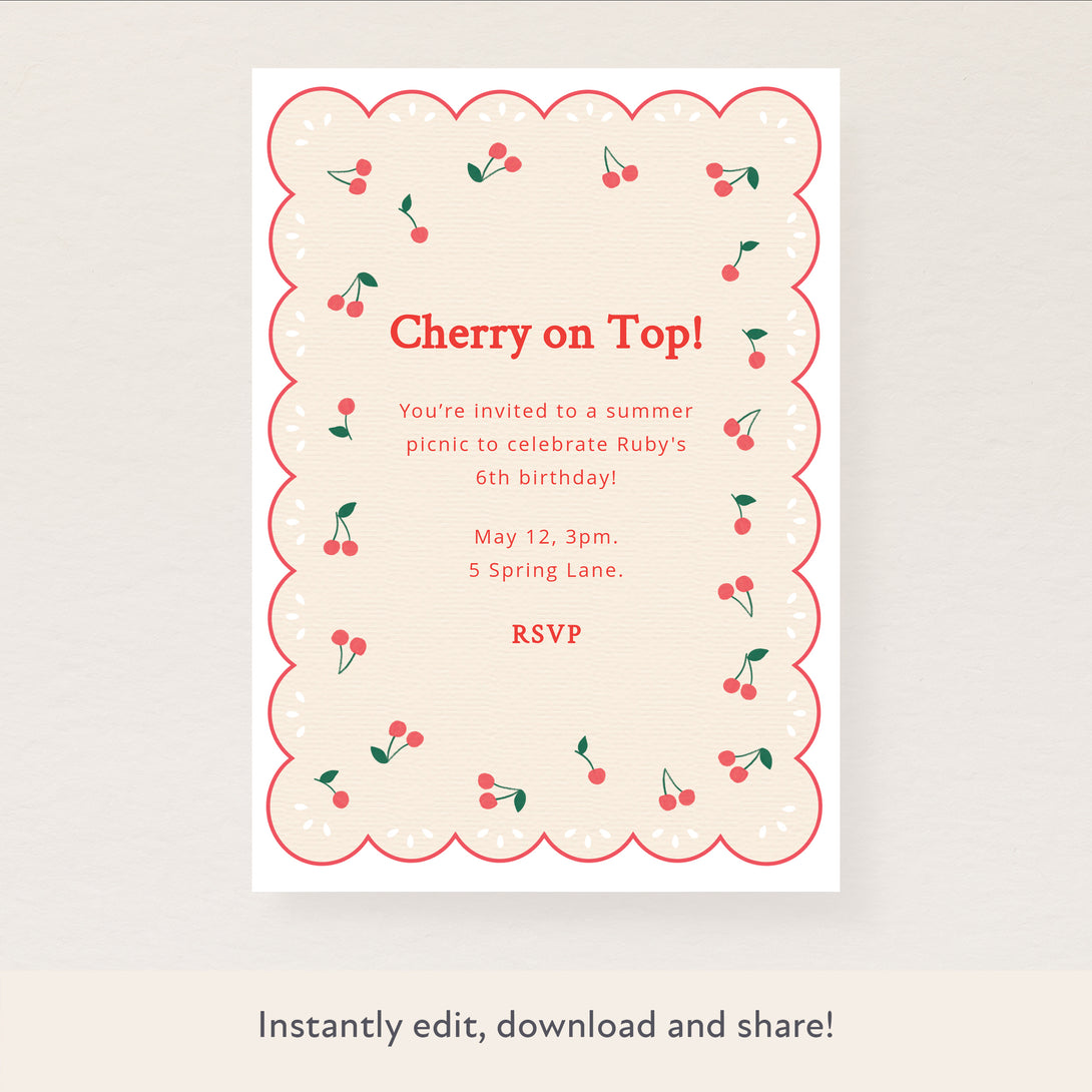 Cherries Download & Print Invitation