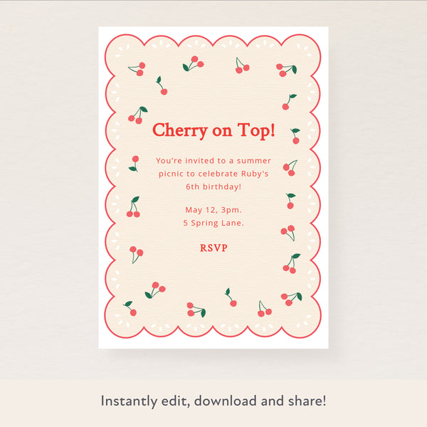 Cherries Download & Print Invitation