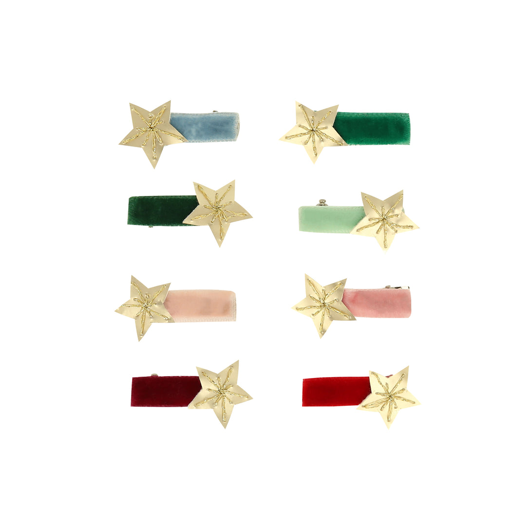 Our star hair clips will add to your Christmas party wear, and are made with velvet and leatherette for a luxurious look.