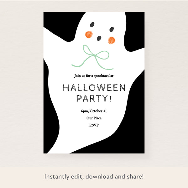 Halloween Ghost Download & Print Invitation Image1