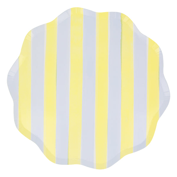 Our paper dinner plates, with stylish pastel stripes, are ideal as dinner plates for any special party. Image7
