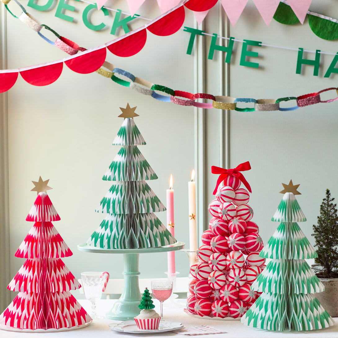 Our paper Christmas trees are made with honeycomb paper for a 3D effect, with vibrant stripes for a modern look. Image2