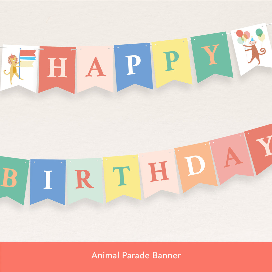 Our digital party bundle, with bright and beautiful animal illustrations, includes all you need to welcome guests to your party. Image3