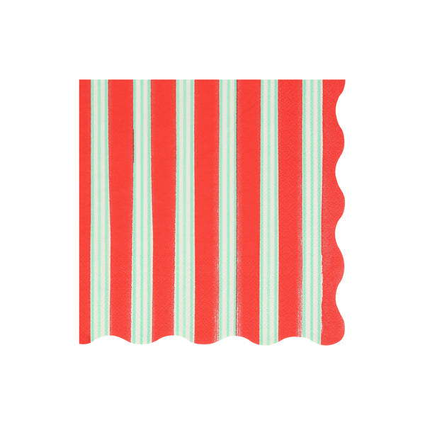 Our large striped napkins, in festive colours with scalloped edges, are perfect for all your Christmas meals. Image4