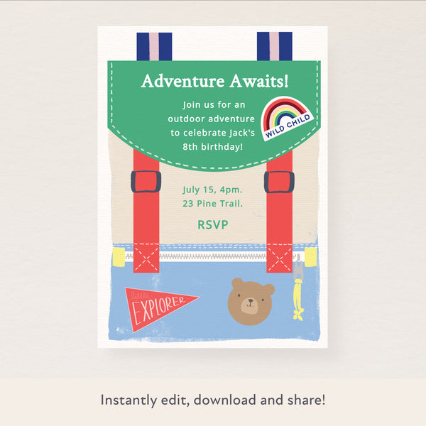 Outdoor Adventures Download & Print Invitation