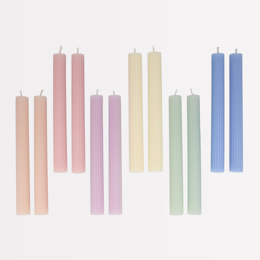 Our pastel decorative candles are perfect as birthday party table decorations or baby shower table decorations.