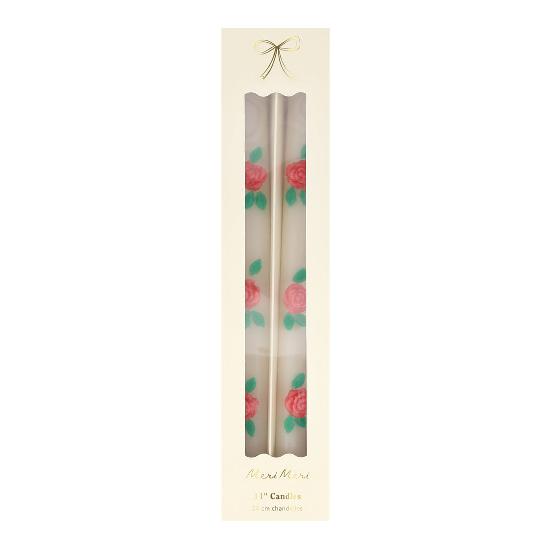 Our ivory candles have red rose embellishments and red wicks, ideal to add to your Valentine's party supplies.