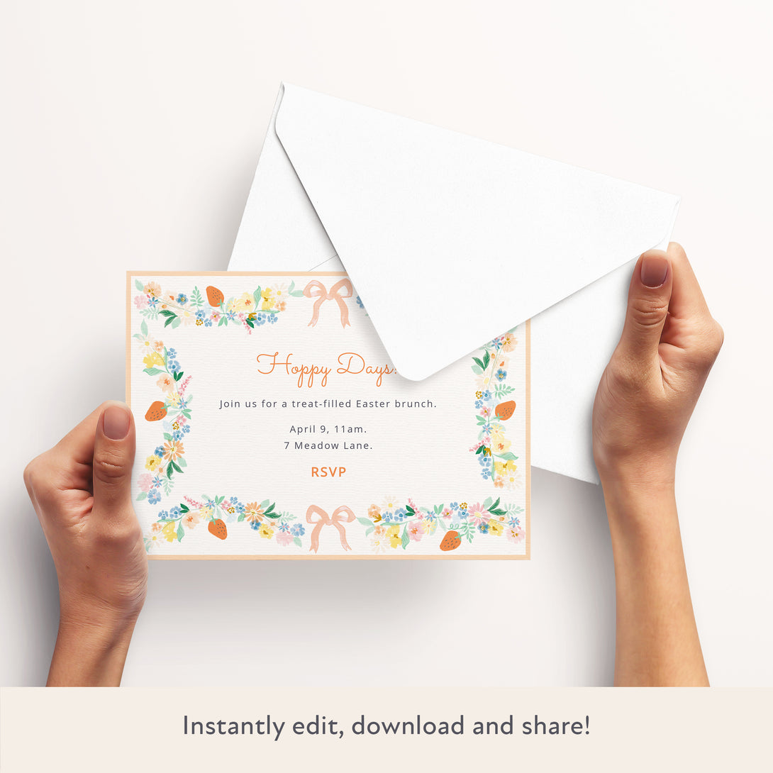 Our spring invitations are easy to personalise and download